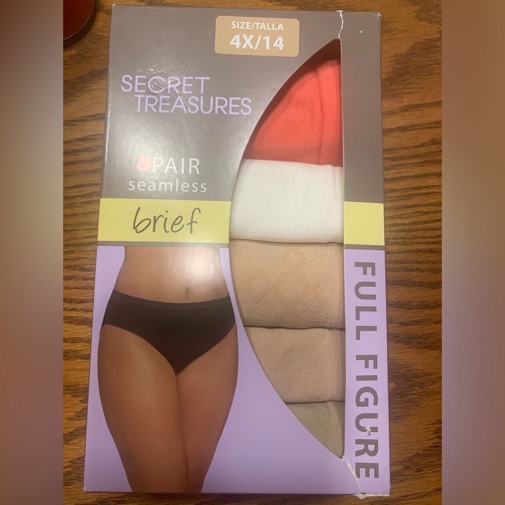 Secret Treasures Seamless Briefs 5pair peach, White, Tan, No dig waistband 4X